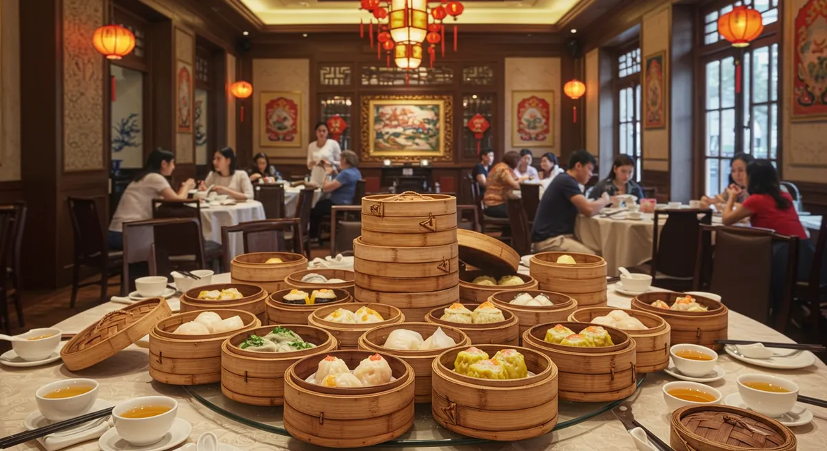 Traditional dim sum tea service