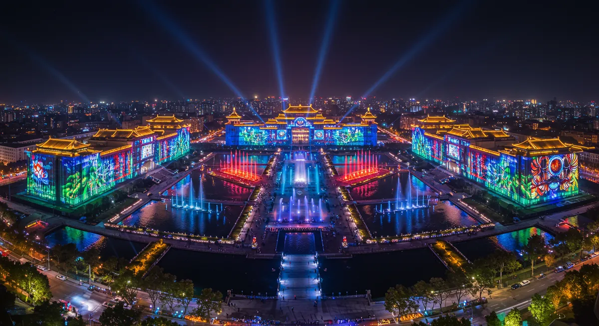 Huacheng Square Light Show panorama