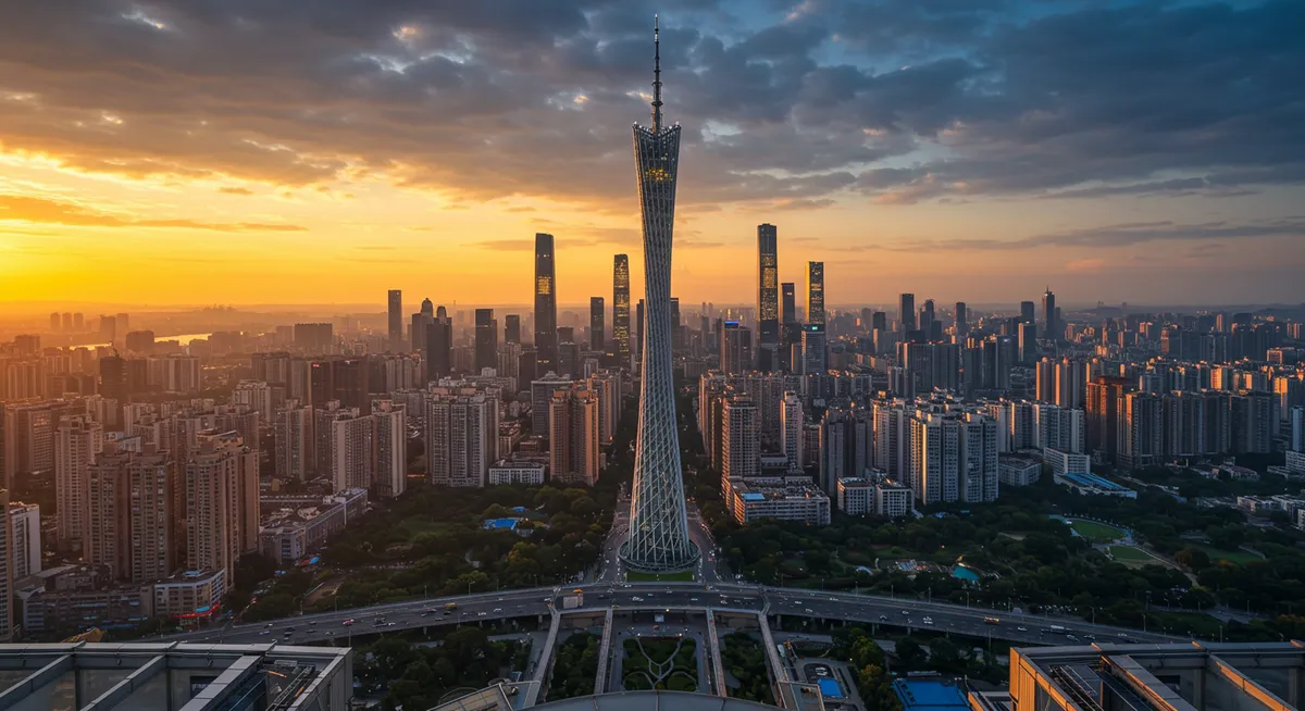 View from Canton Tower Observation Deck showing Guangzhou cityscape